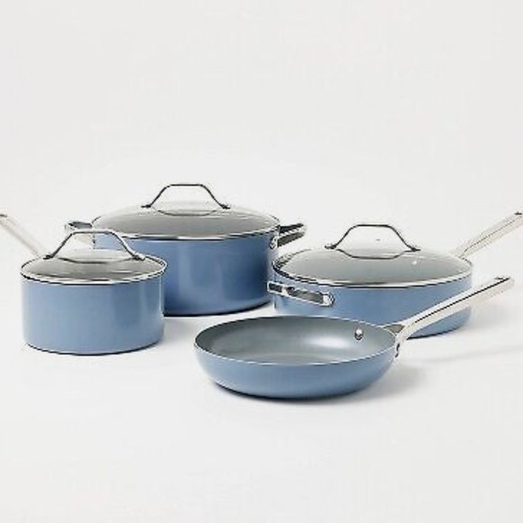 Nonstick Ceramic Coated Aluminum Cookware Set Blue - Figmint